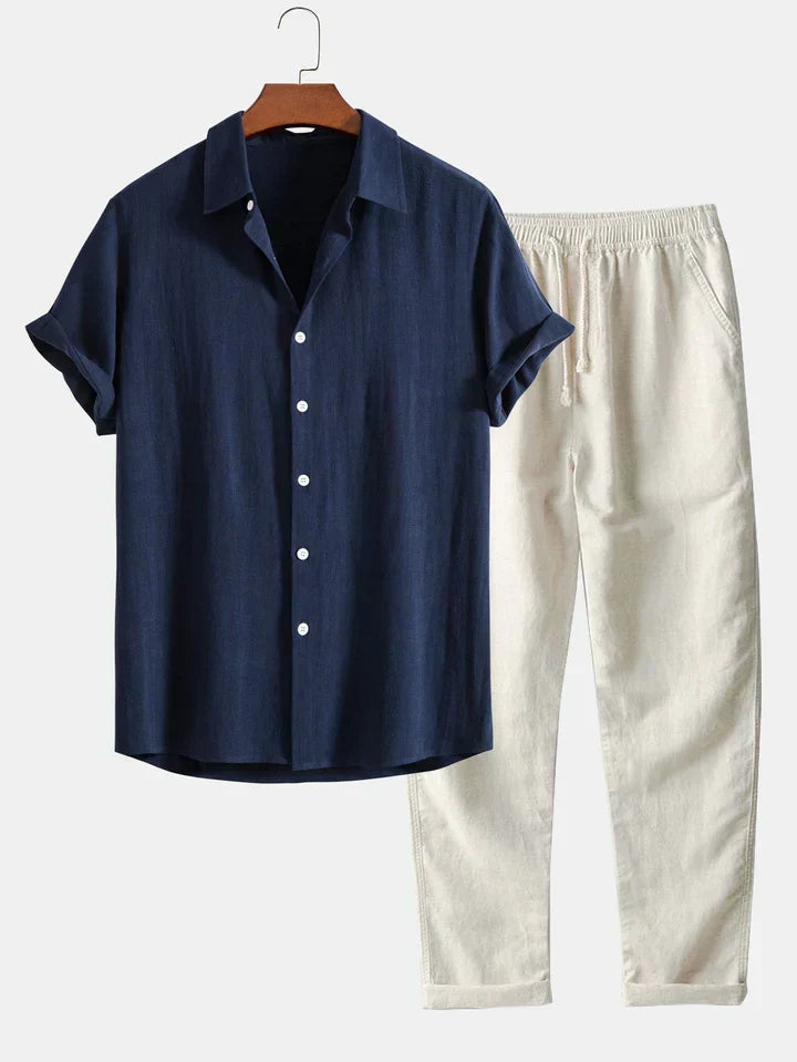 Siyaje | Ensemble chemise en mélange de lin et pantalon droit