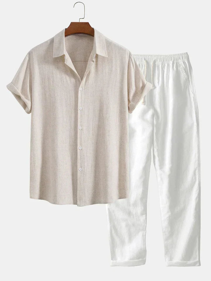Siyaje | Ensemble chemise en mélange de lin et pantalon droit