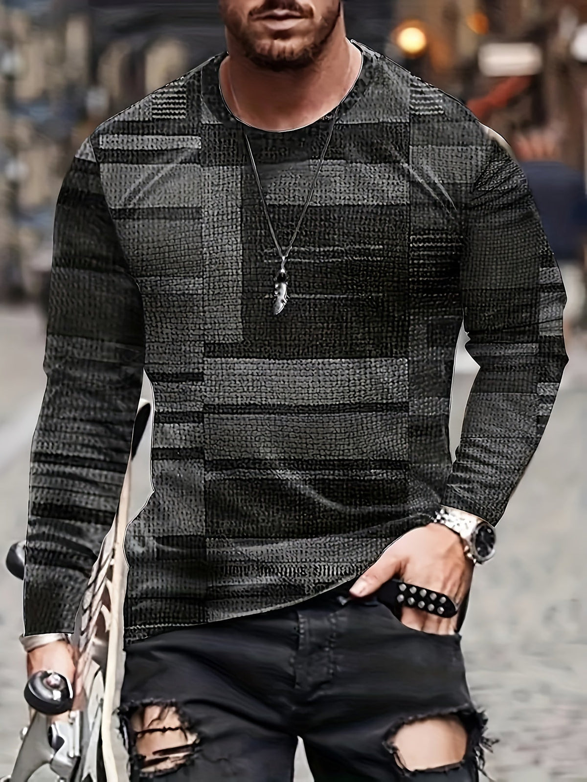 Siyaje | T-shirt à manches longues avec motif color block