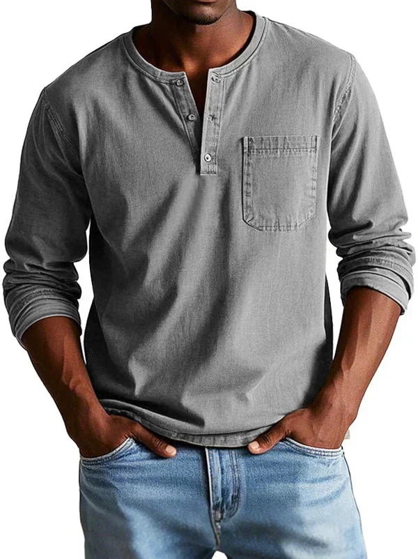 Siyaje | T-shirt Henley décontracté à manches longues