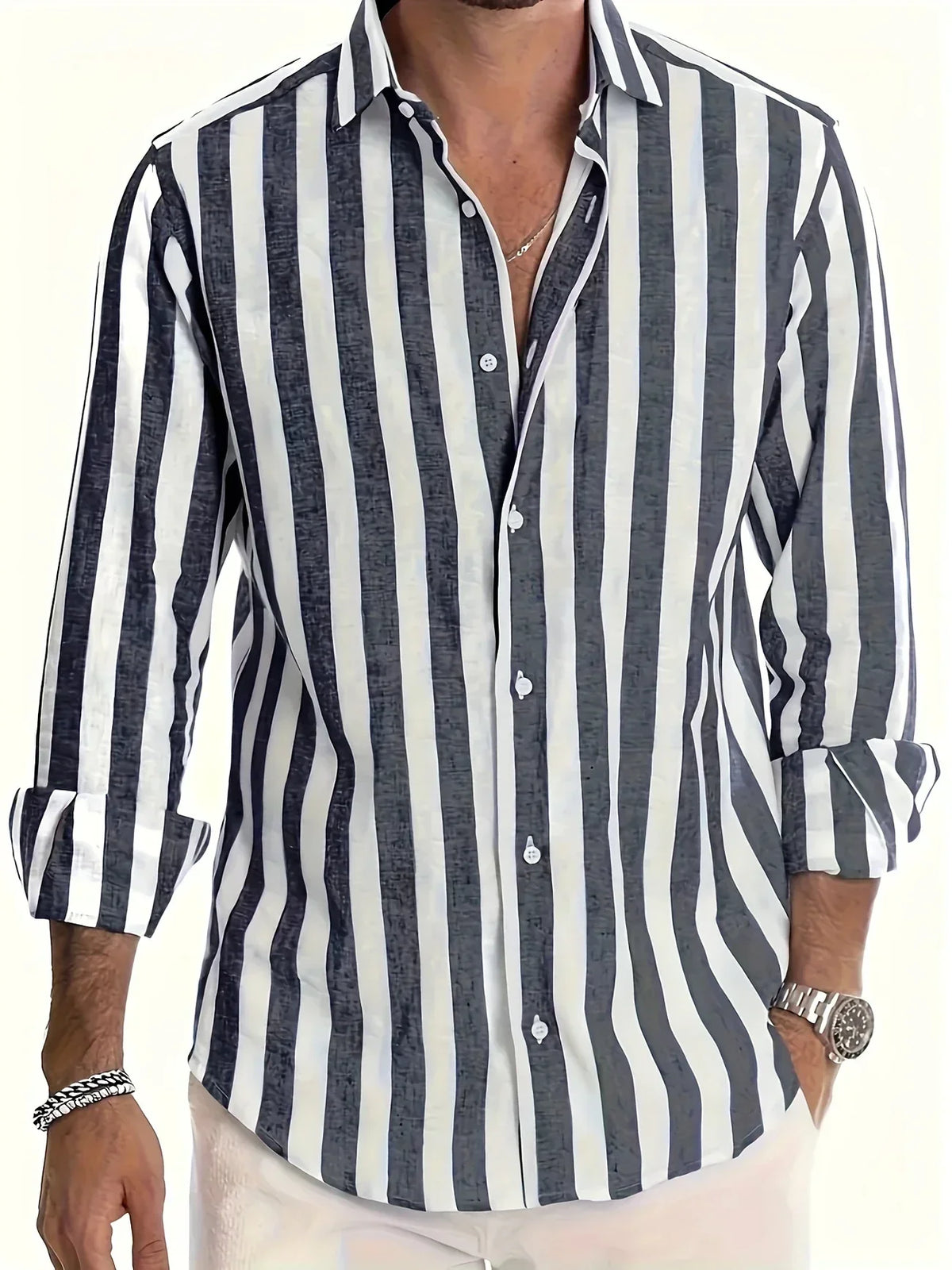 Siyaje | Chemise rayée élégante à manches longues