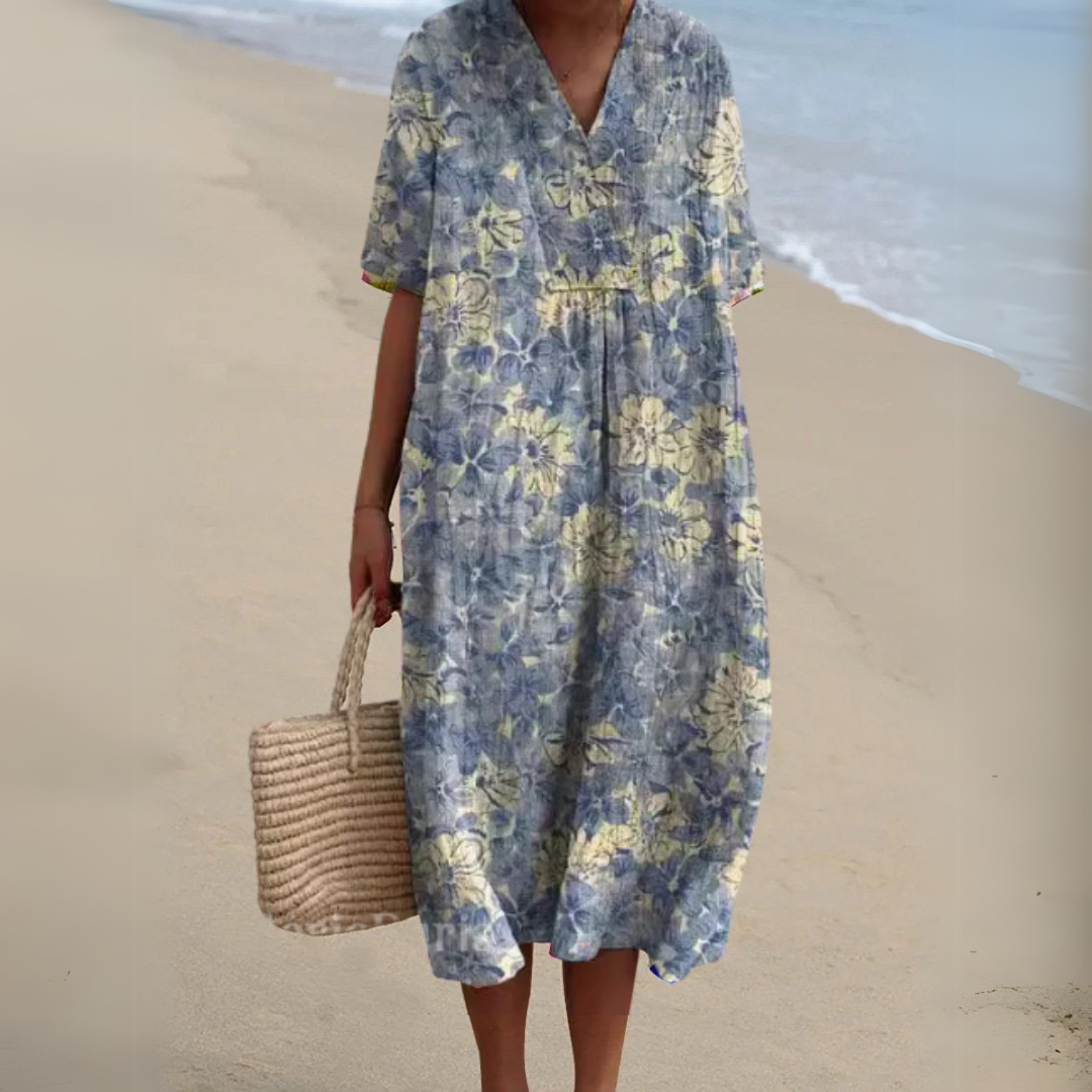 Claire | Robe d’été fleurie à encolure en V élégante