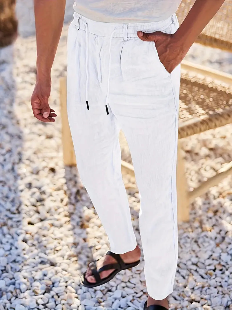 Siyaje | Pantalon ample en lin avec cordon de serrage