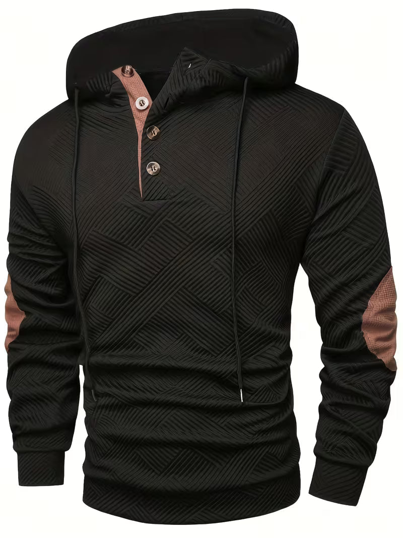 Siyaje | Sweat à capuche texturé avec empiècements contrastés aux coudes