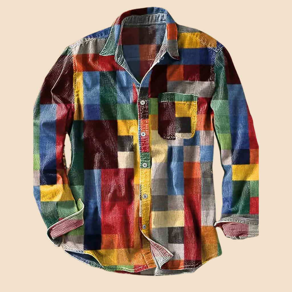 Siyaje | Chemise vintage à manches longues motif arc-en-ciel