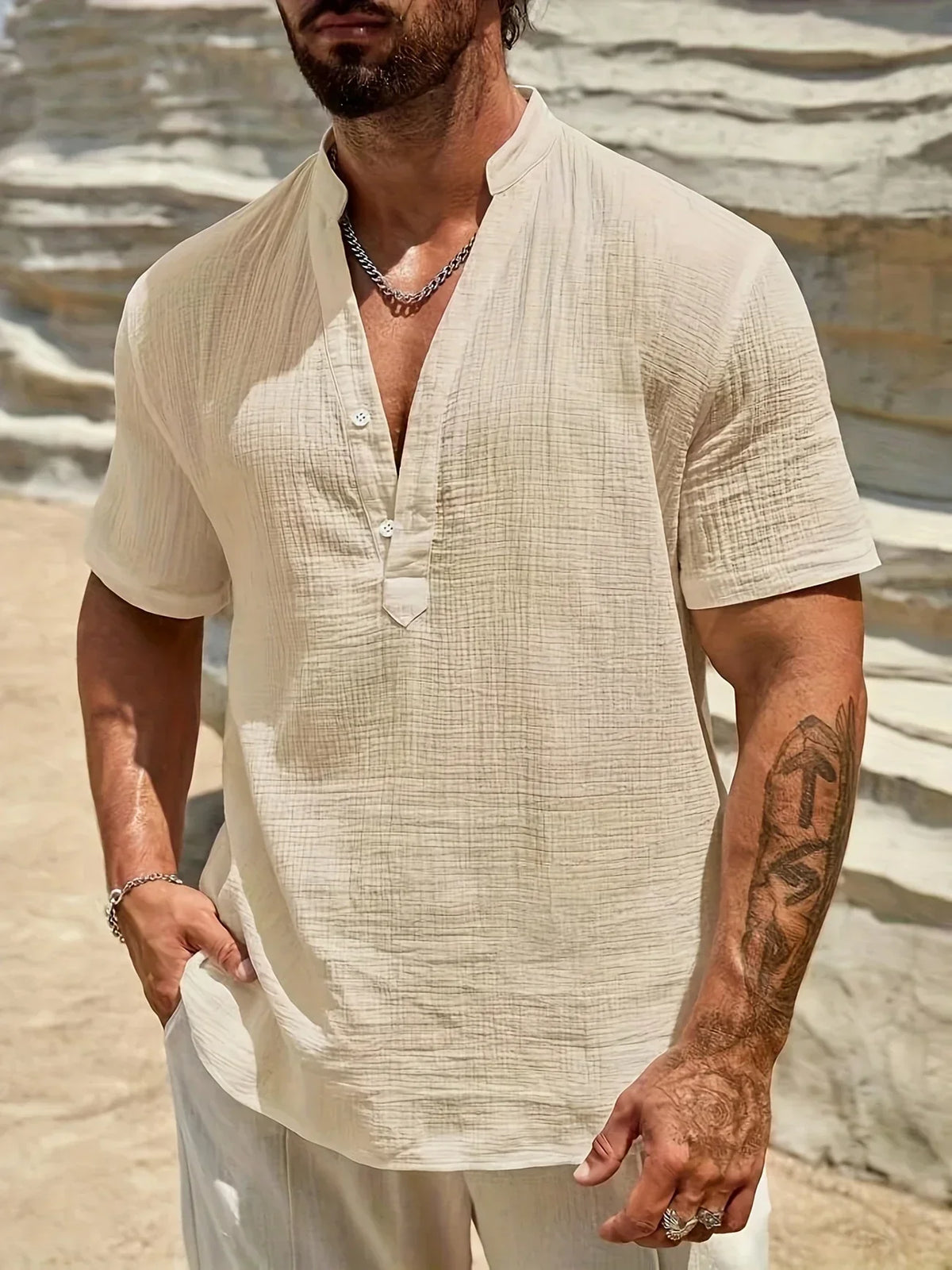 Siyaje | Chemise d’été élégante à col montant