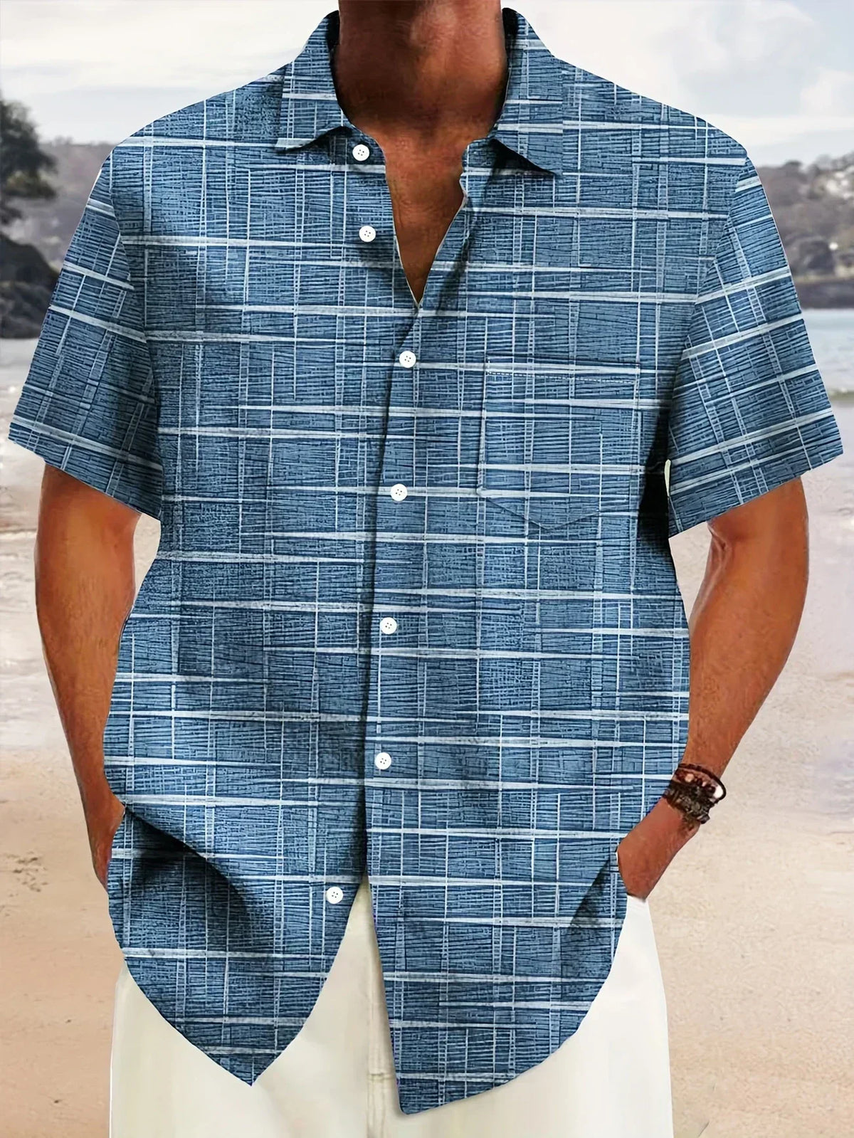 Siyaje | Chemise élégante à motif rayé et à carreaux
