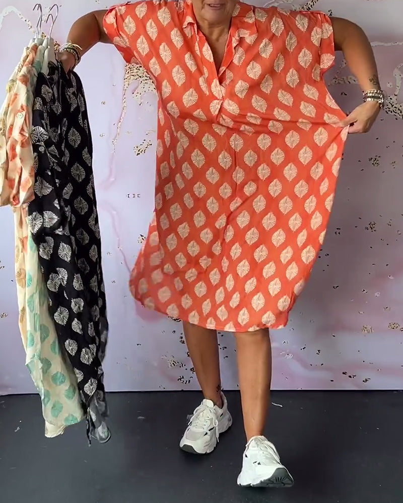 Liora | Robe d'Été Ample avec Col Revers et Manches Courtes
