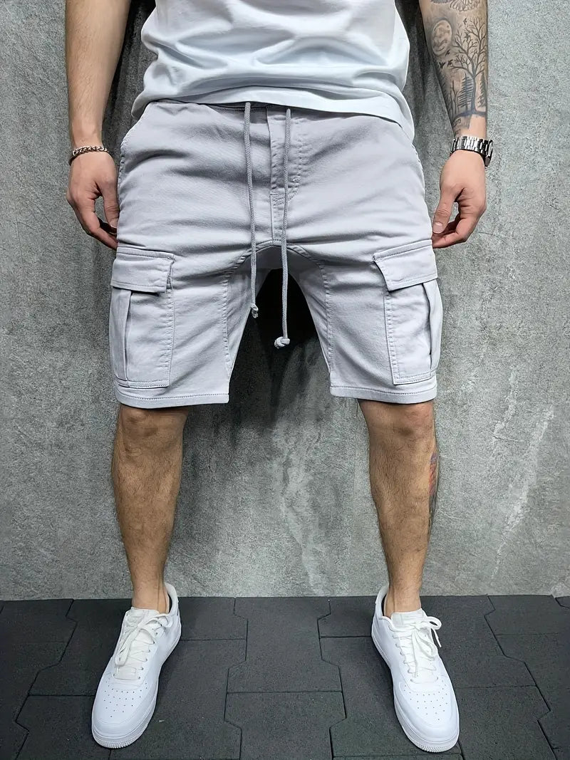 Siyaje | Short cargo décontracté à taille non élastique avec cordon