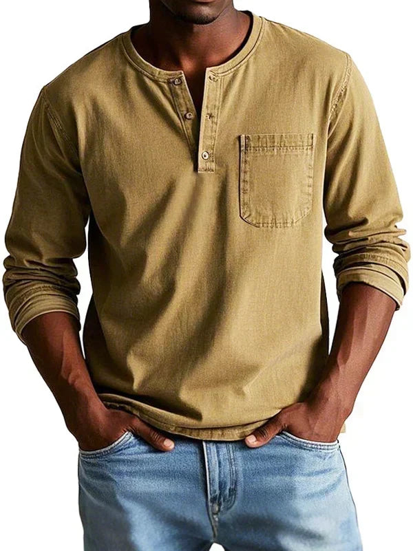 Siyaje | T-shirt Henley décontracté à manches longues