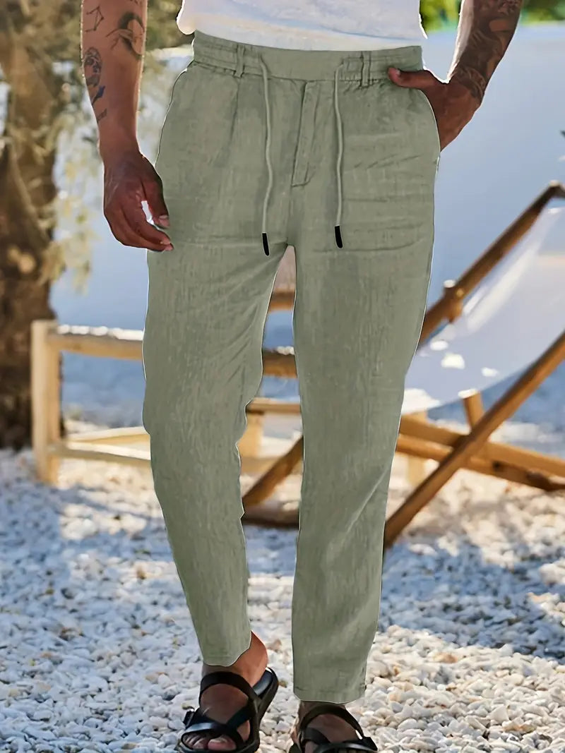 Siyaje | Pantalon ample en lin avec cordon de serrage