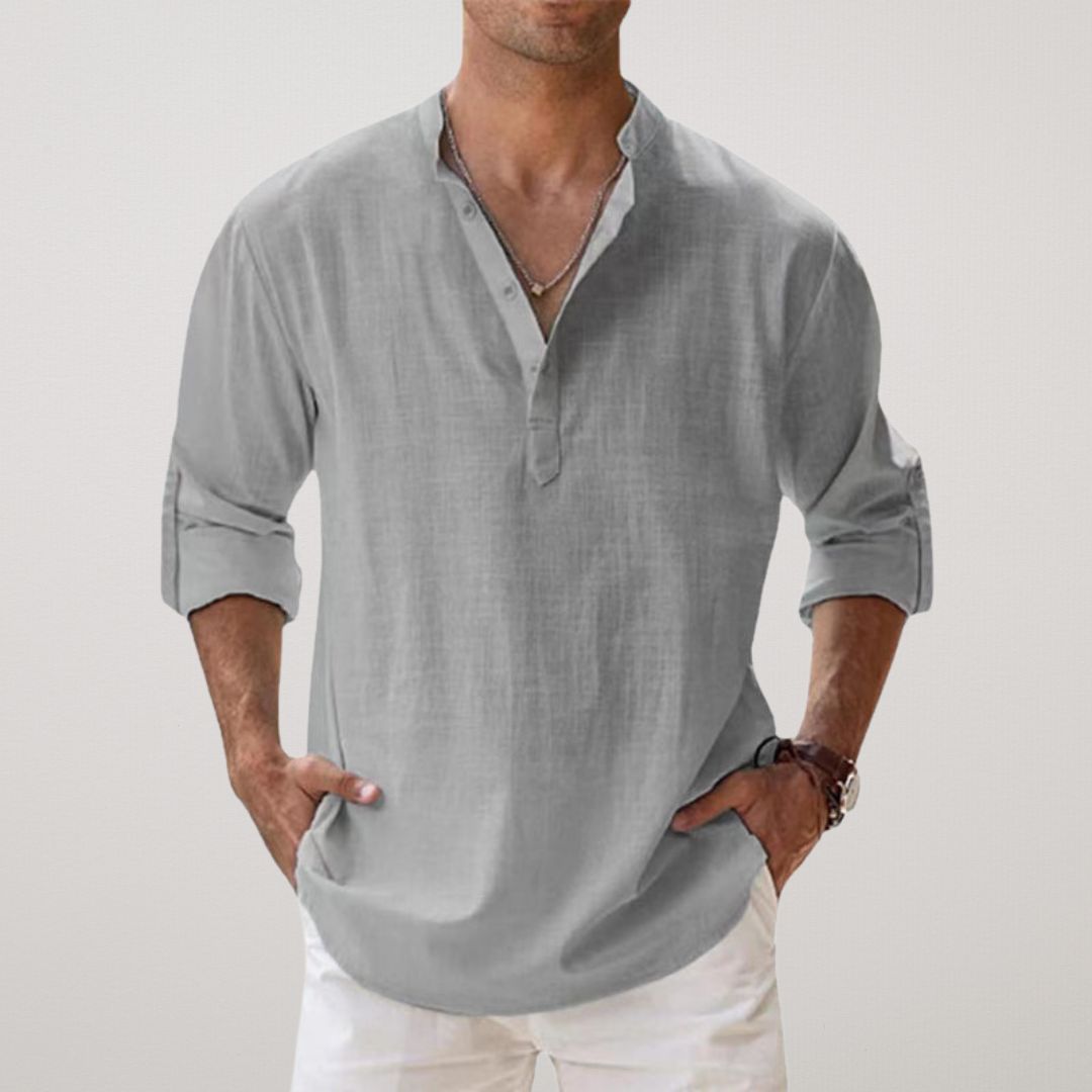 Siyaje | Chemise Henley en coton effet lin