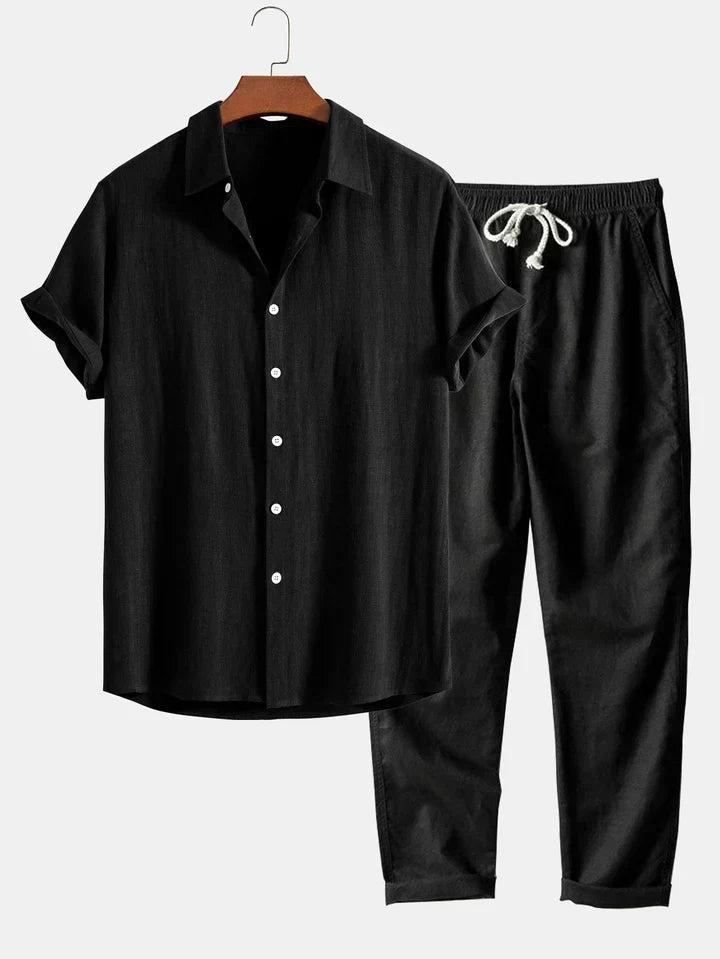 Siyaje | Ensemble chemise en mélange de lin et pantalon droit