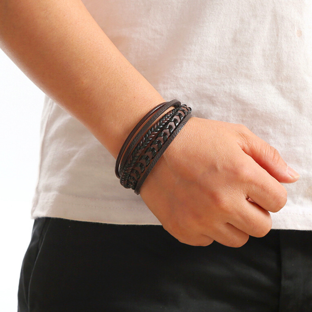 Siyaje | Bracelet viking en cuir tressé