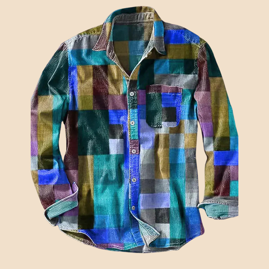 Siyaje | Chemise vintage à manches longues motif arc-en-ciel