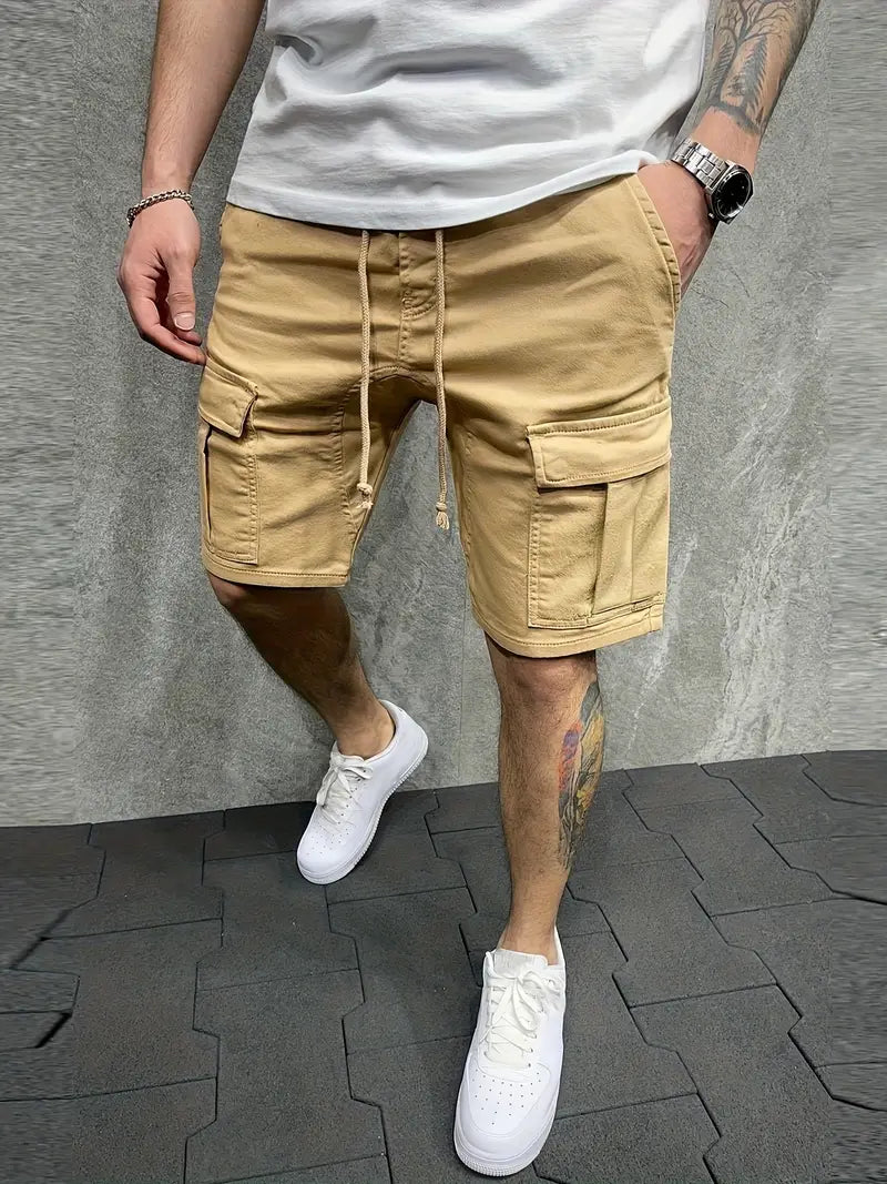 Siyaje | Short cargo décontracté à taille non élastique avec cordon