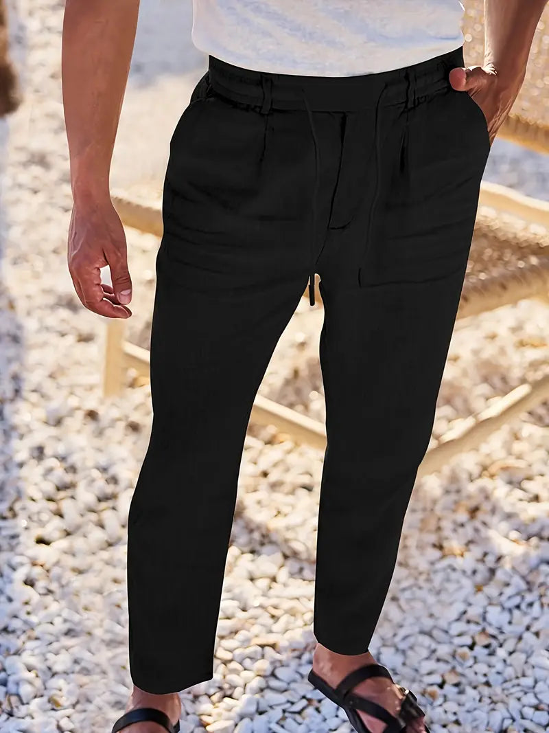 Siyaje | Pantalon ample en lin avec cordon de serrage