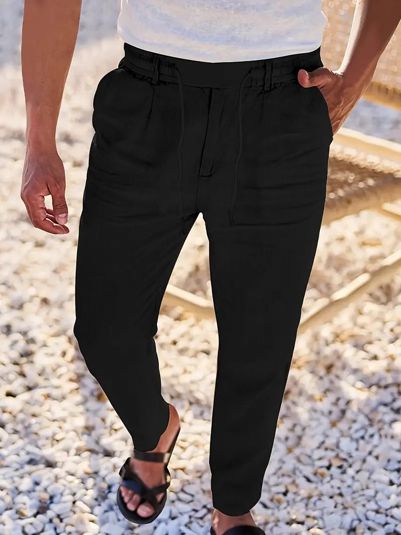 Siyaje | Pantalon ample en lin avec cordon de serrage