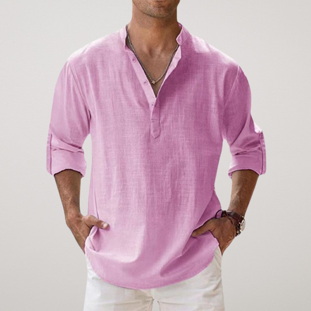 Siyaje | Chemise Henley en coton effet lin