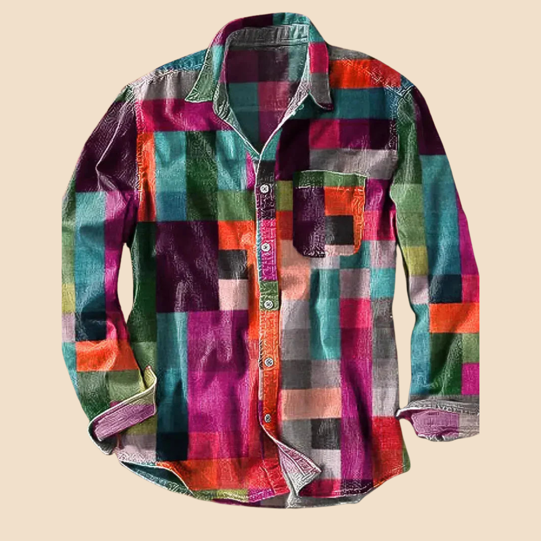 Siyaje | Chemise vintage à manches longues motif arc-en-ciel