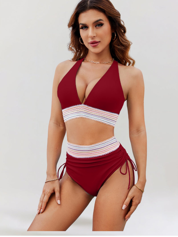 Anne | Ensemble de bikini taille haute avec effet ventre plat
