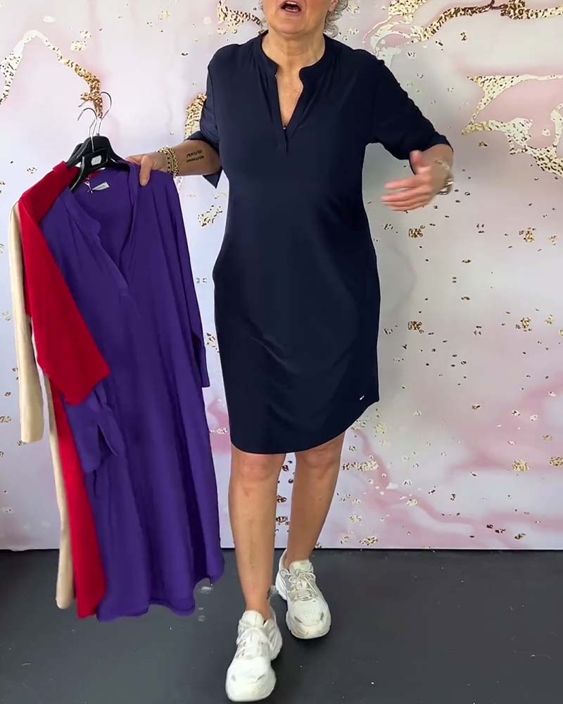Marie | Robe unie à col en V