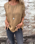 Siyaje | T-SHIRT EN COTON ET LIN À COL ROND