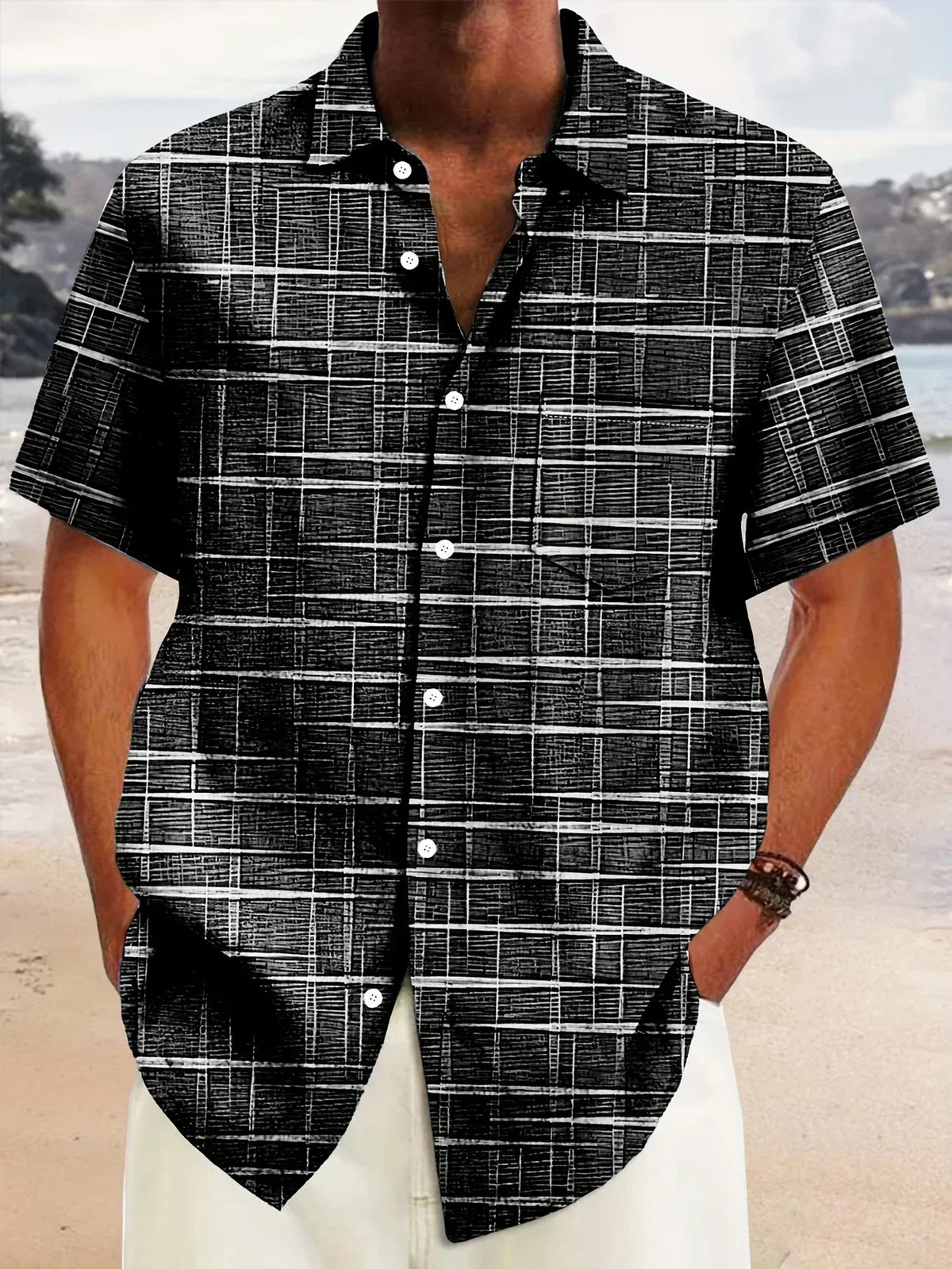 Siyaje | Chemise élégante à motif rayé et à carreaux