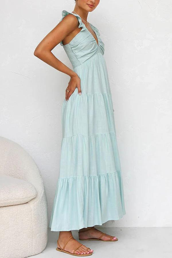 Janna - Robe longue élégante à col en V
