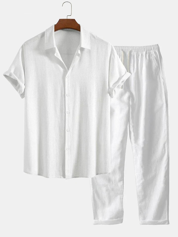 Siyaje | Ensemble chemise en mélange de lin et pantalon droit