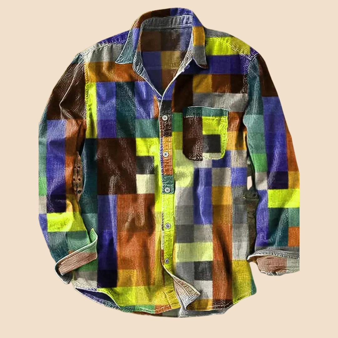 Siyaje | Chemise vintage à manches longues motif arc-en-ciel
