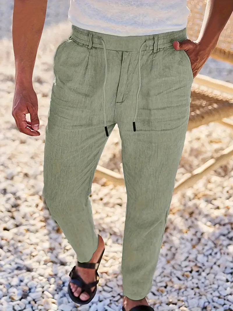 Siyaje | Pantalon ample en lin avec cordon de serrage