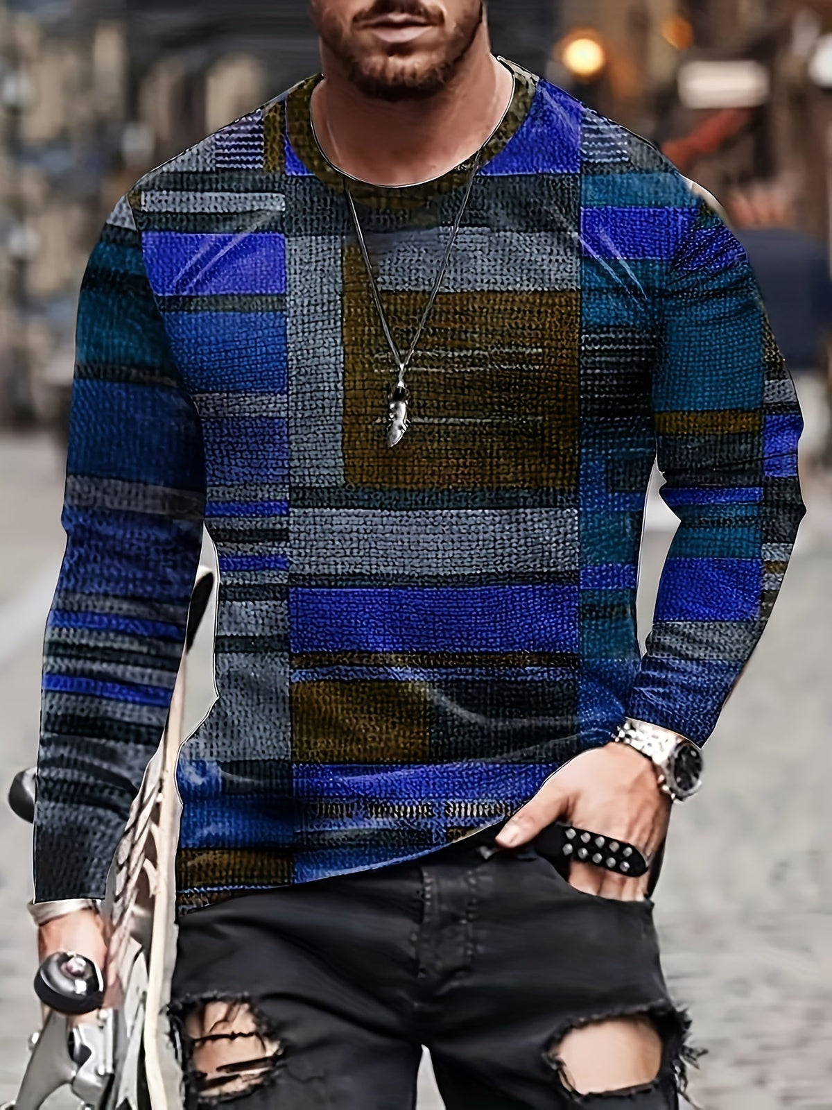 Siyaje | T-shirt à manches longues avec motif color block