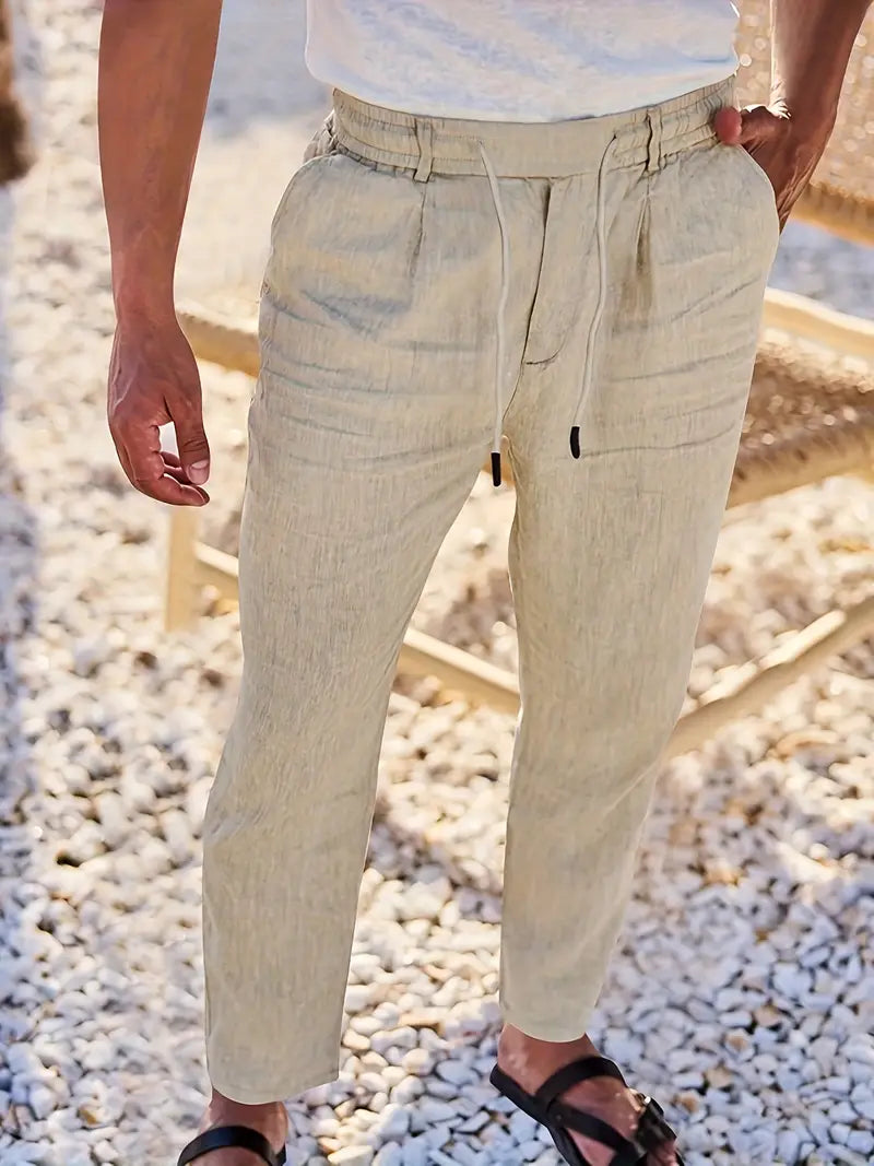 Siyaje | Pantalon ample en lin avec cordon de serrage