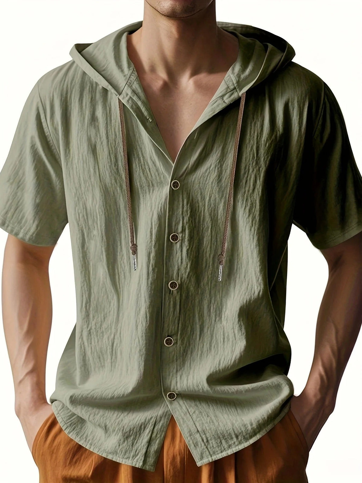 Siyaje | Chemise légère en lin à manches courtes avec capuche