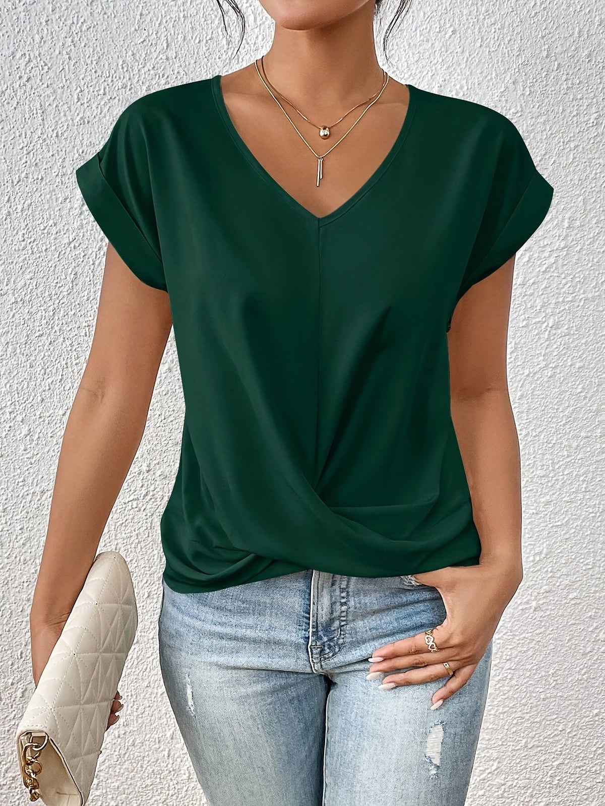 Siyaje | T-shirt décontracté avec col en V doux
