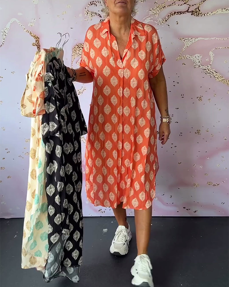 Liora | Robe d'Été Ample avec Col Revers et Manches Courtes