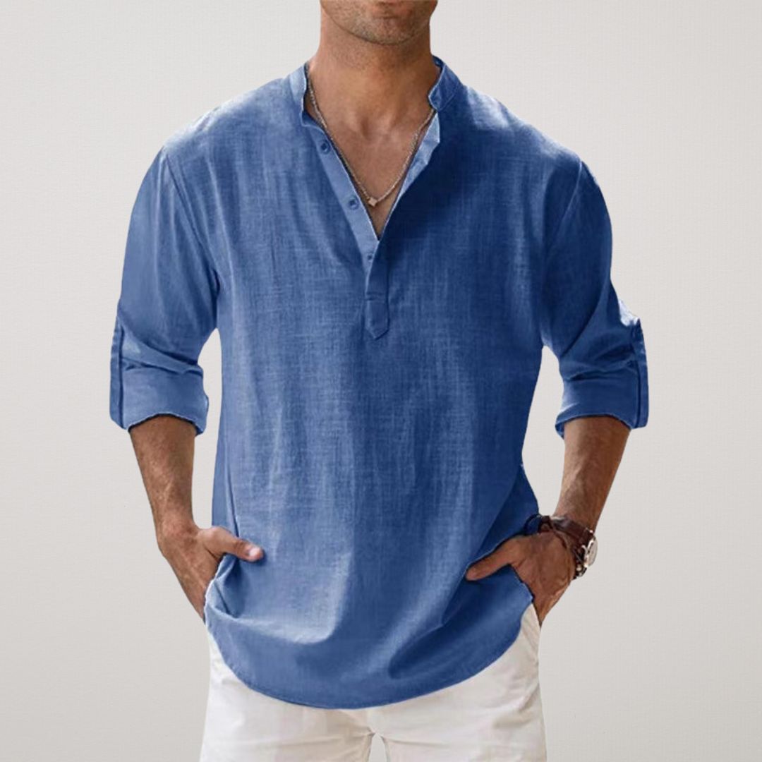 Siyaje | Chemise Henley en coton effet lin