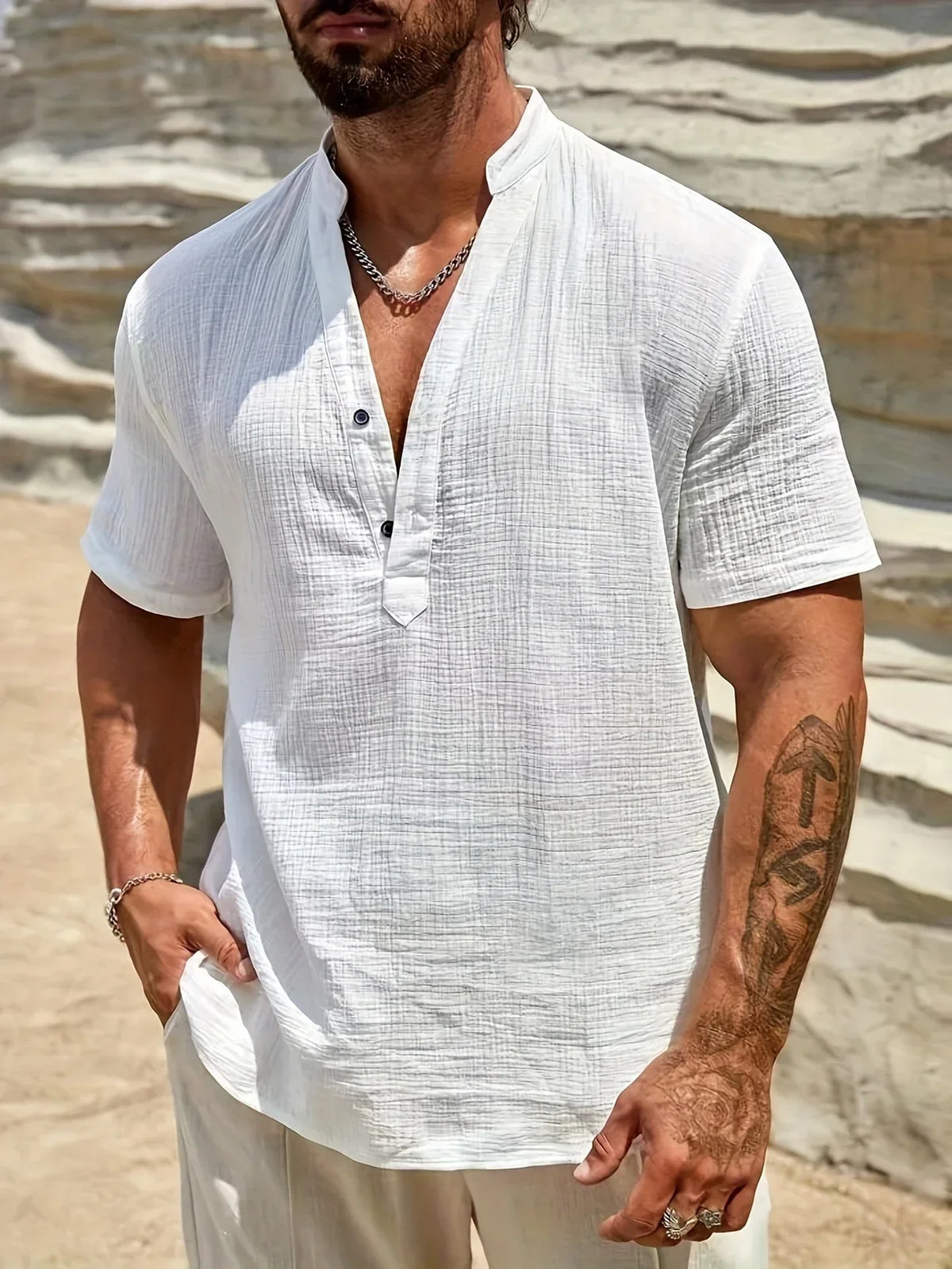 Siyaje | Chemise d’été élégante à col montant