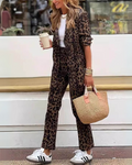 Siyaje | Ensemble robe et pantalon avec imprimé léopard