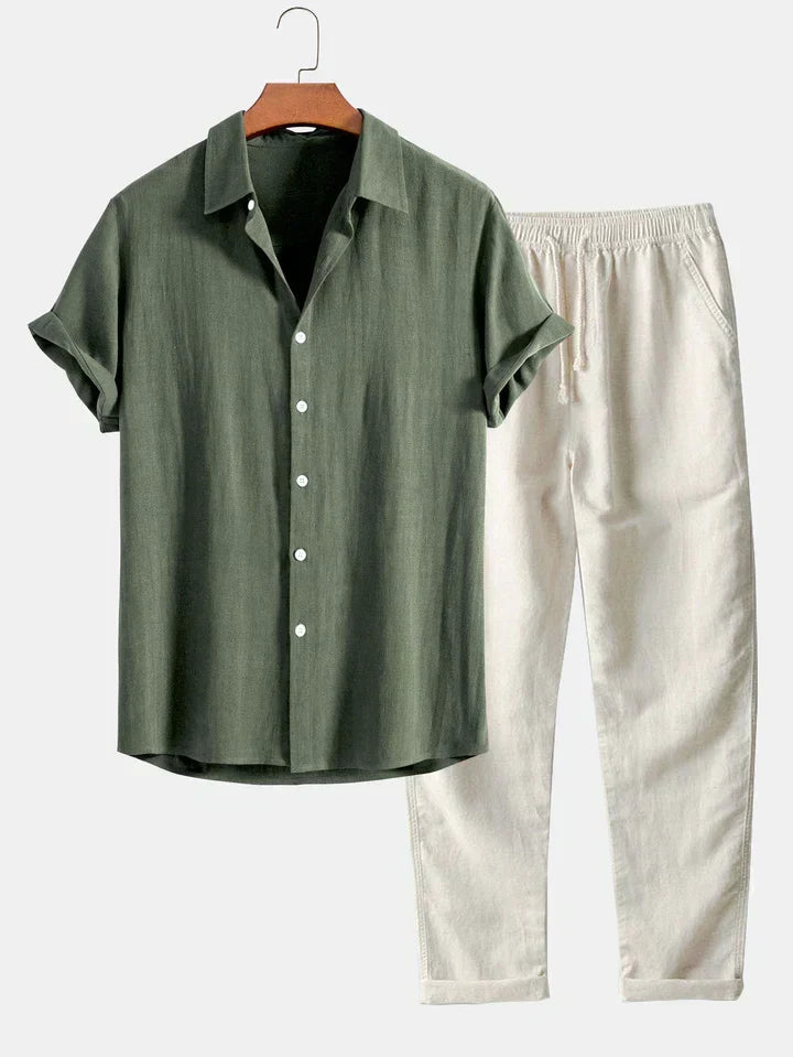 Siyaje | Ensemble chemise en mélange de lin et pantalon droit