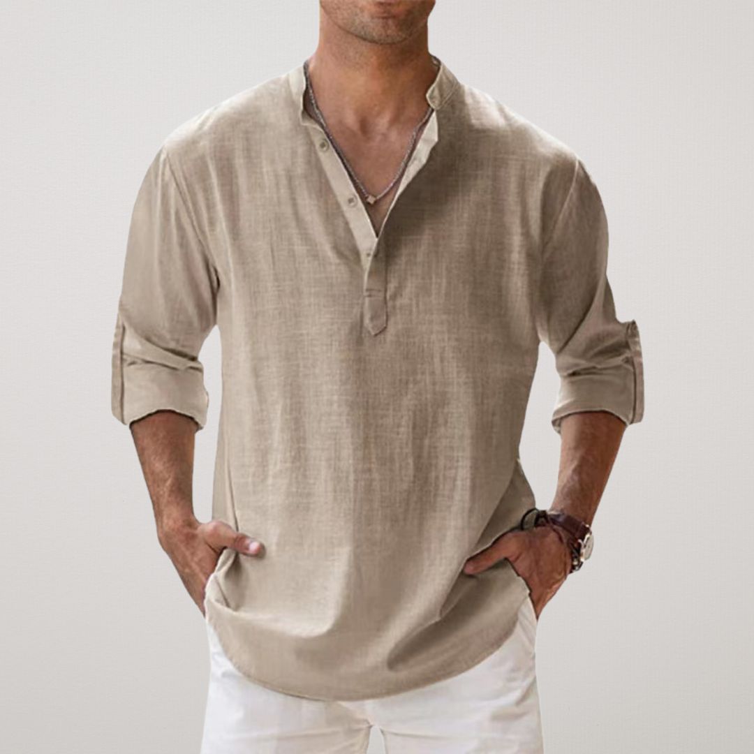 Siyaje | Chemise Henley en coton effet lin