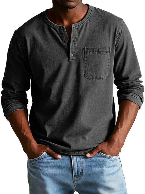 Siyaje | T-shirt Henley décontracté à manches longues