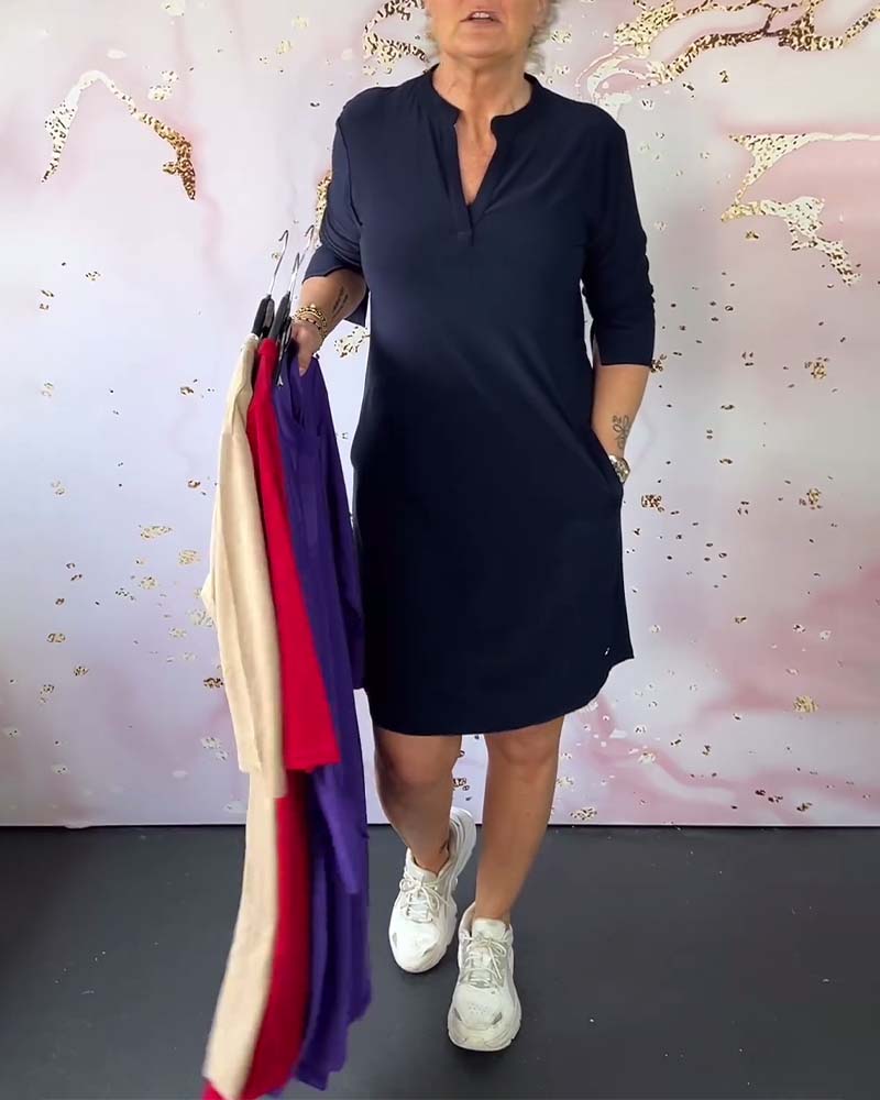 Marie | Robe unie à col en V