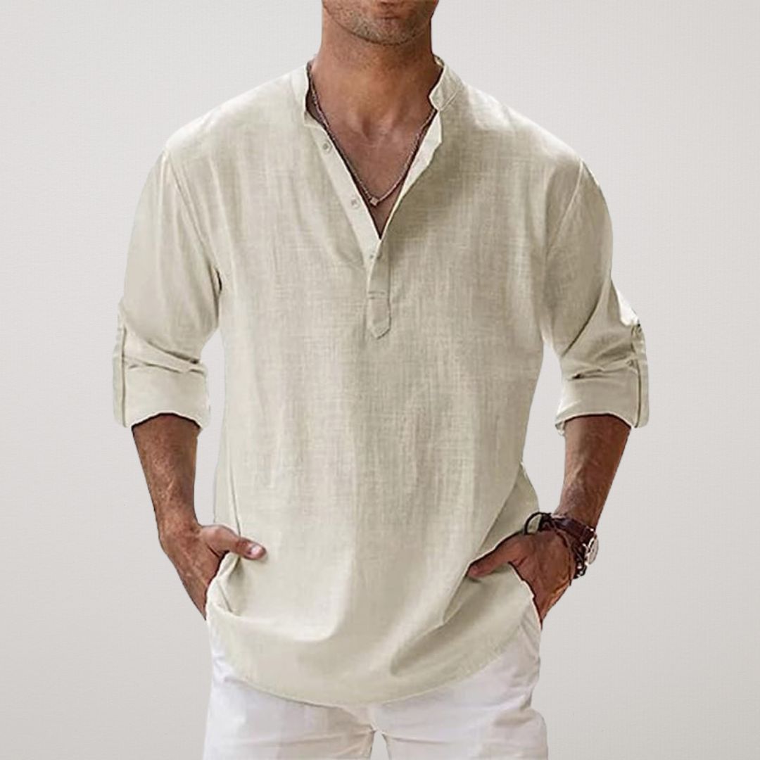 Siyaje | Chemise Henley en coton effet lin
