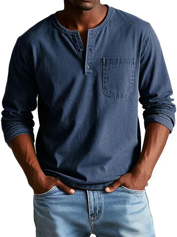 Siyaje | T-shirt Henley décontracté à manches longues