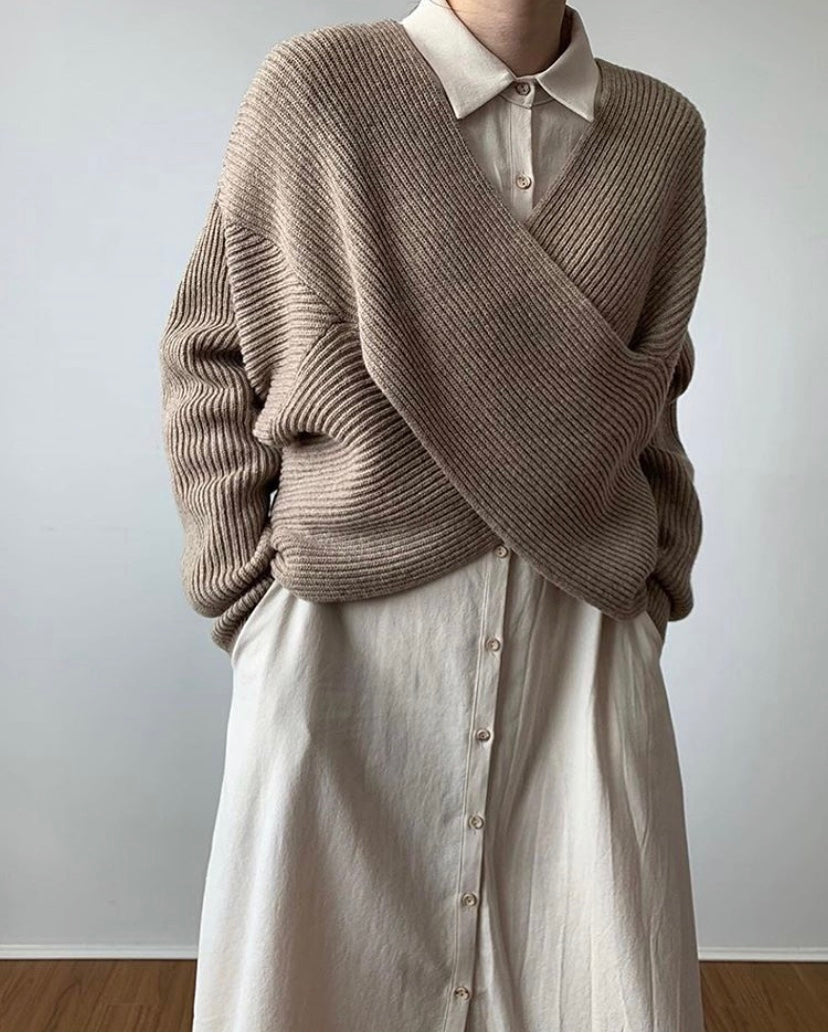 Siyaje | Pull en tricot croisé chic
