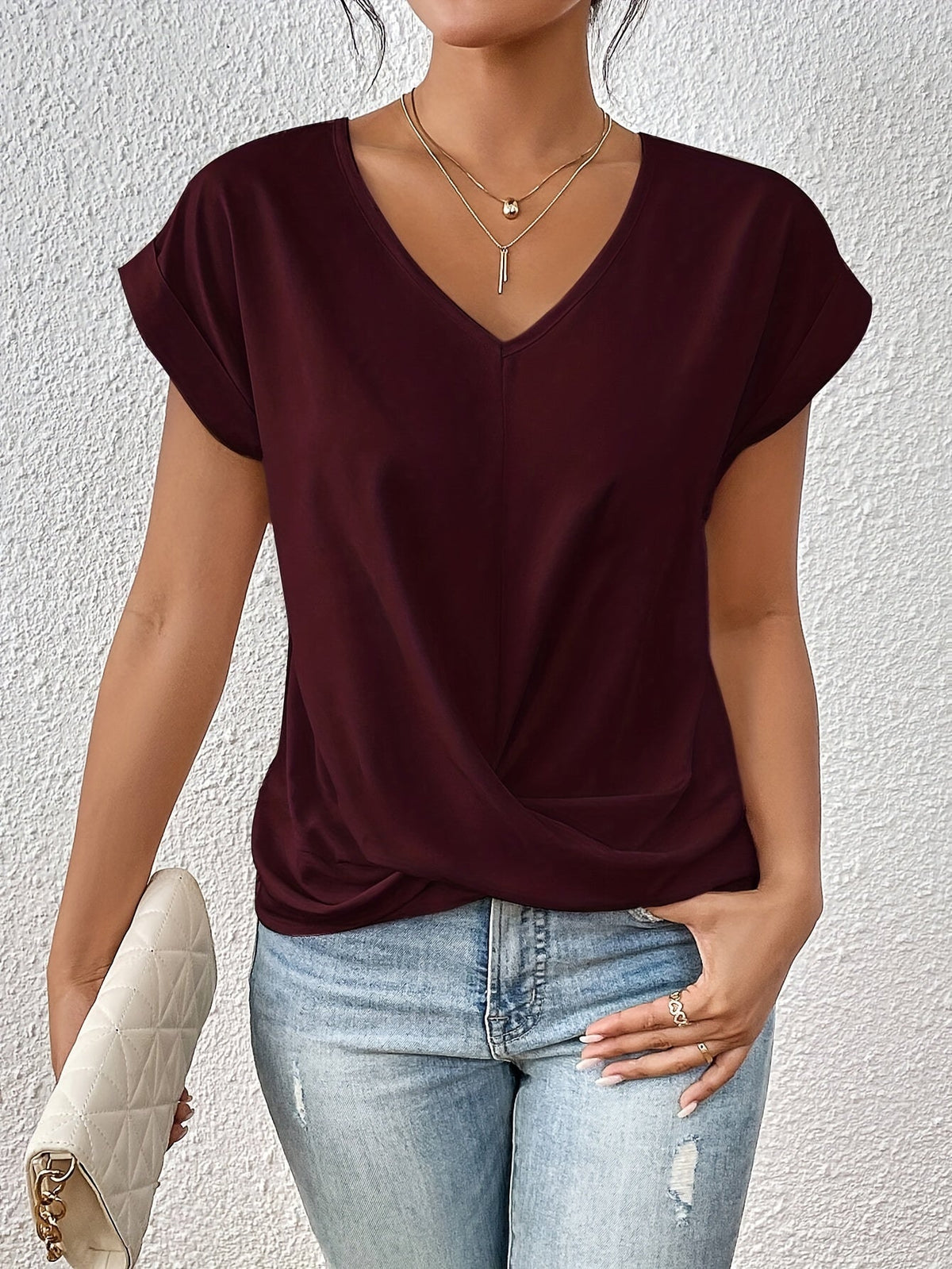 Siyaje | T-shirt décontracté avec décolleté en cœur 1 + 1 gratuit !