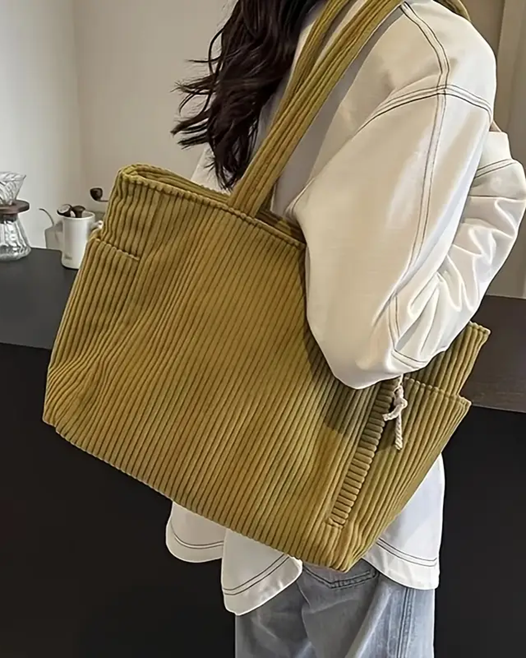 Siyaje | Sac cabas côtelé avec cordon de serrage