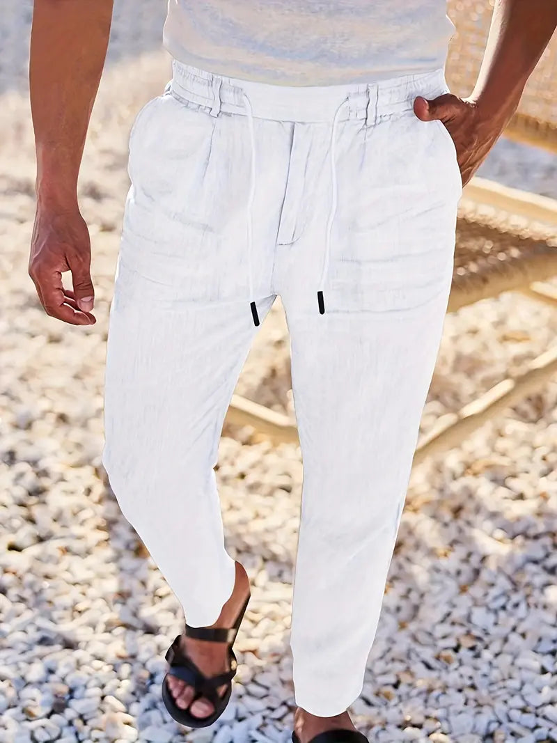 Siyaje | Pantalon ample en lin avec cordon de serrage